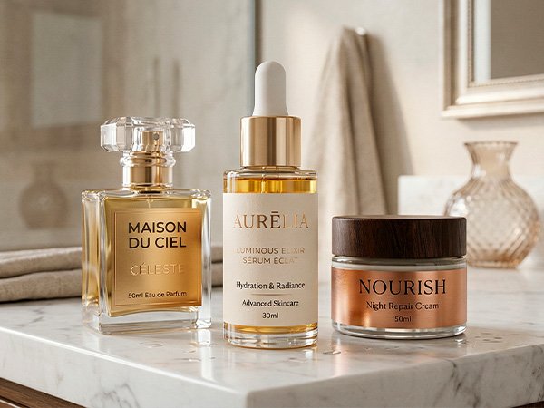 Rótulo premium para cosméticos com acabamento especial